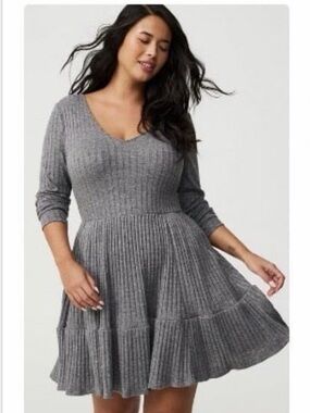 torrid Charcoal Hacci Tiered Mini Dress
